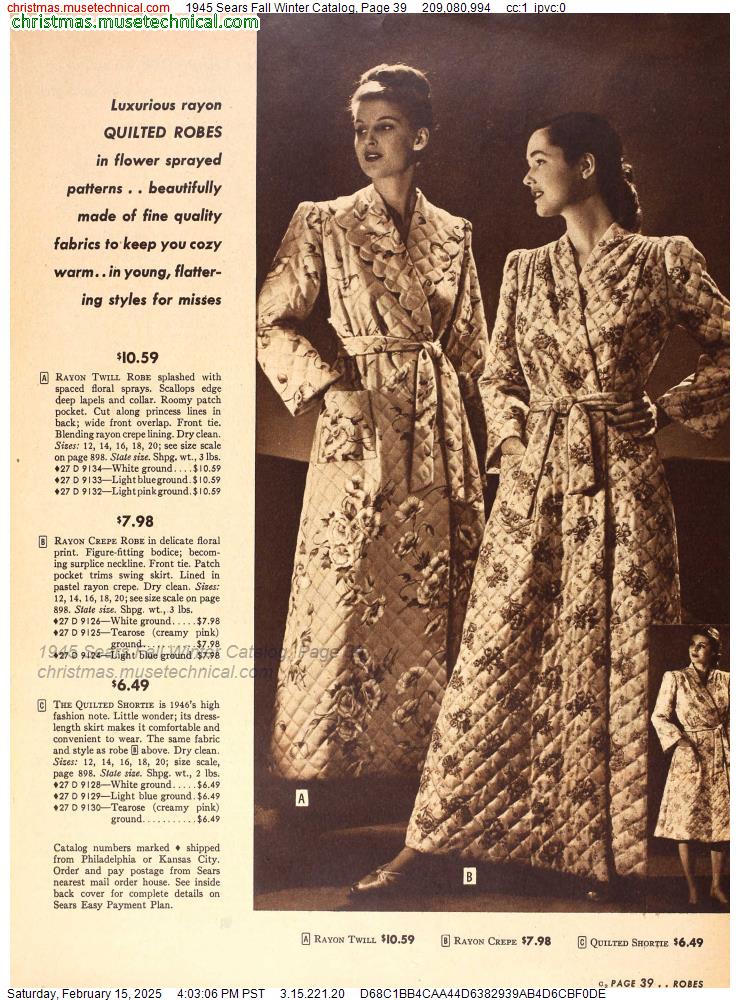 1945 Sears Fall Winter Catalog, Page 39