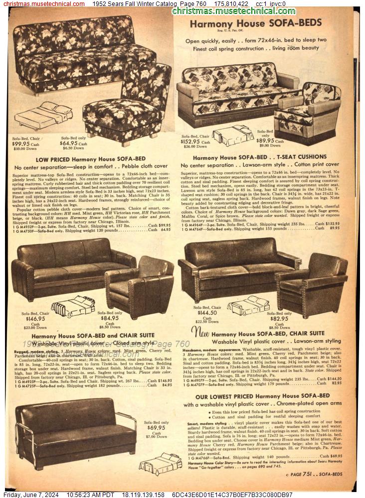 1952 Sears Fall Winter Catalog, Page 760