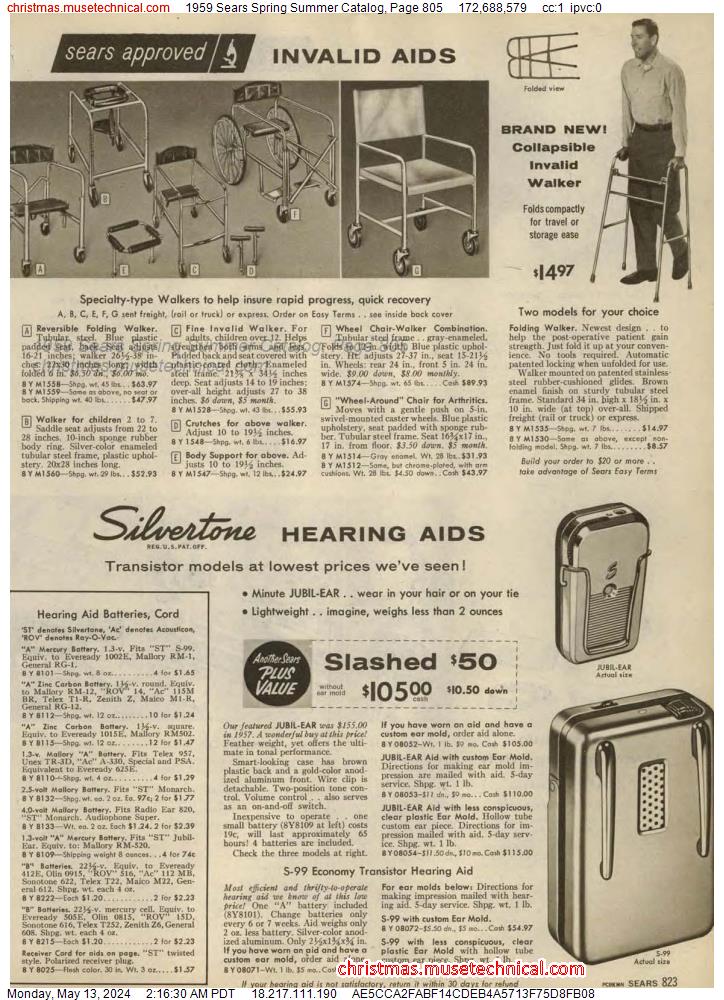 1959 Sears Spring Summer Catalog, Page 805