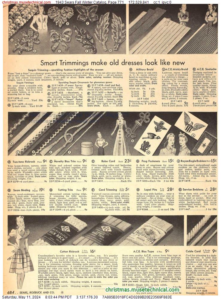 1943 Sears Fall Winter Catalog, Page 771