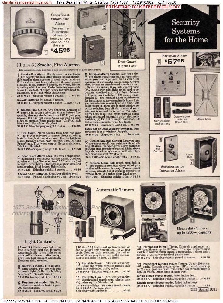 1972 Sears Fall Winter Catalog, Page 1087