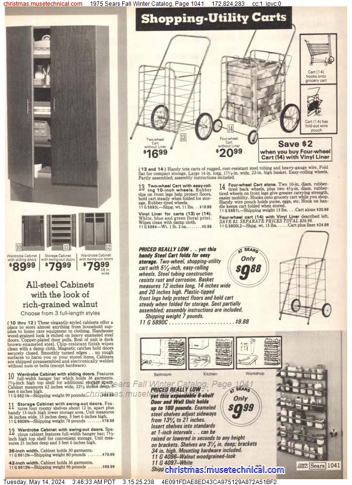 1975 Sears Fall Winter Catalog, Page 1041