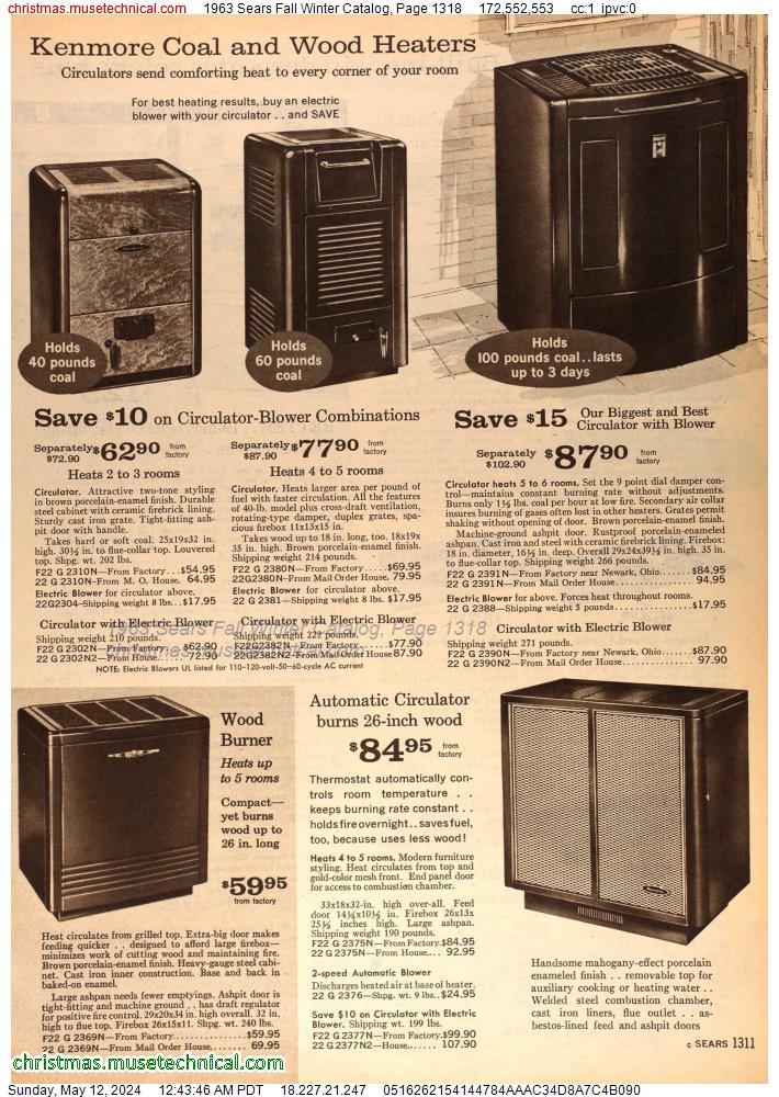 1963 Sears Fall Winter Catalog, Page 1318
