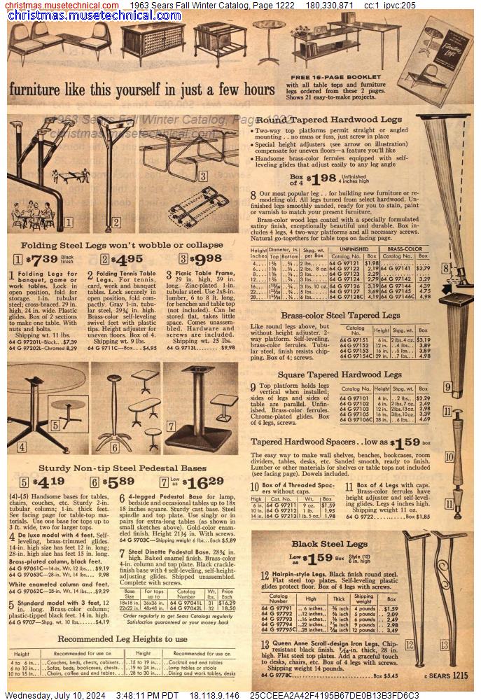 1963 Sears Fall Winter Catalog, Page 1222
