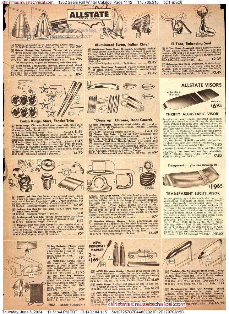 1952 Sears Fall Winter Catalog, Page 1112