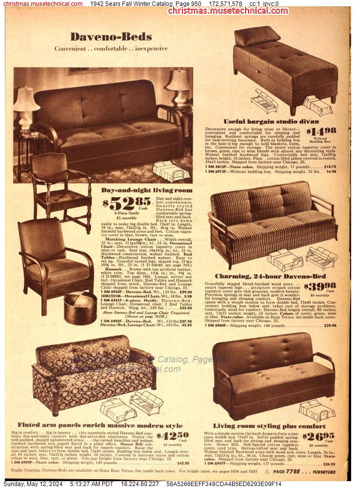 1942 Sears Fall Winter Catalog, Page 950