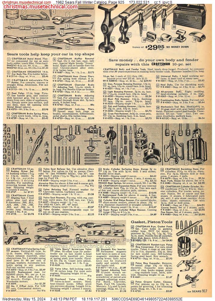 1962 Sears Fall Winter Catalog, Page 925