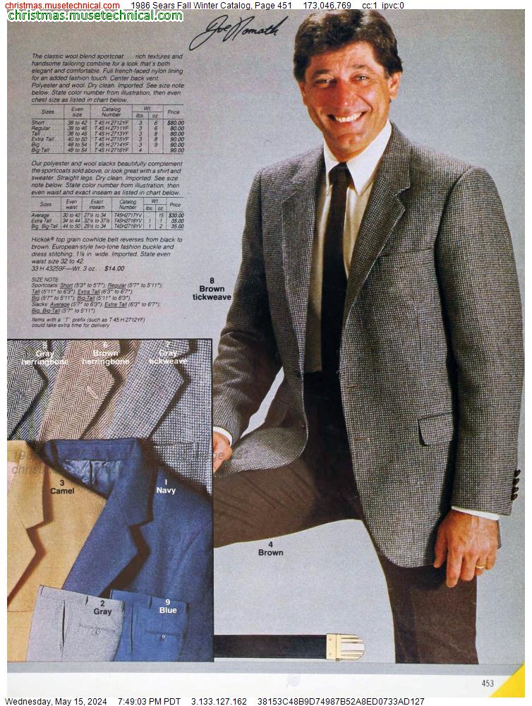 1986 Sears Fall Winter Catalog, Page 451