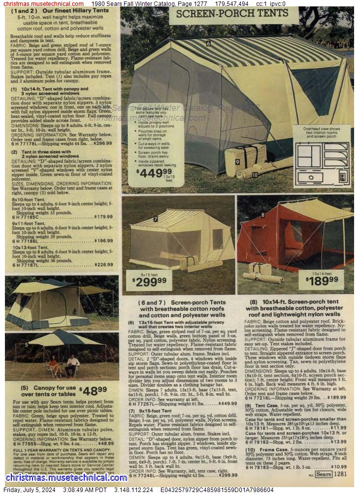 1980 Sears Fall Winter Catalog, Page 1277
