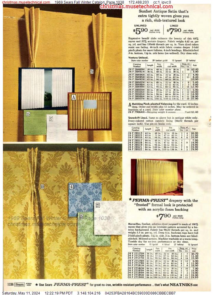 1969 Sears Fall Winter Catalog, Page 1038