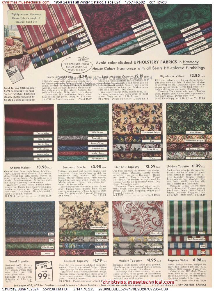 1950 Sears Fall Winter Catalog, Page 624