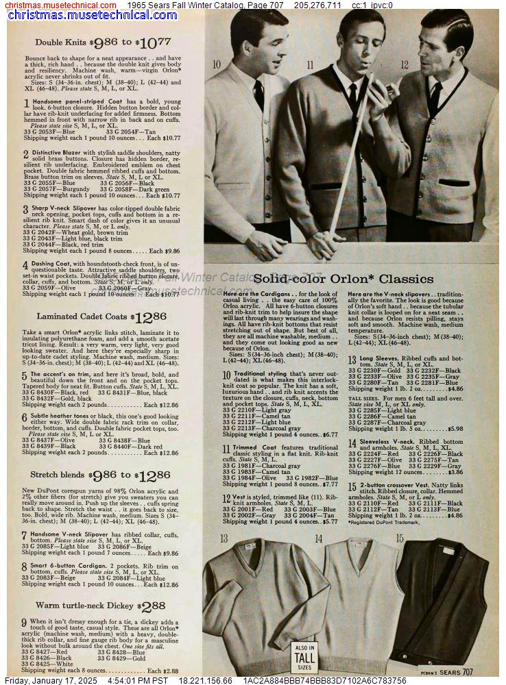 1965 Sears Fall Winter Catalog, Page 707