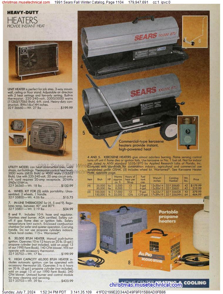 1991 Sears Fall Winter Catalog, Page 1104