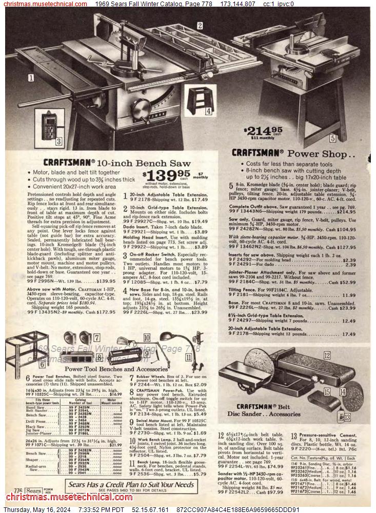 1969 Sears Fall Winter Catalog, Page 778