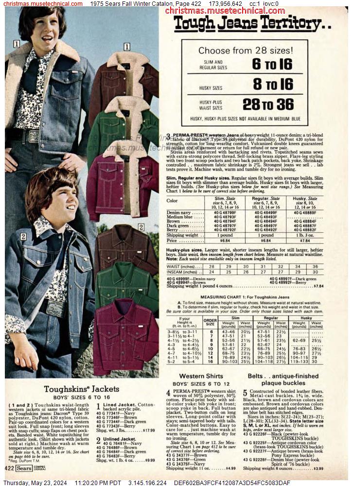 1975 Sears Fall Winter Catalog, Page 422