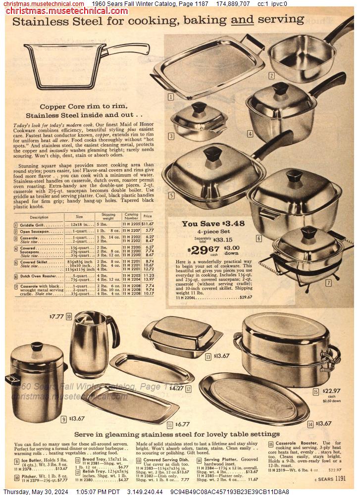 1960 Sears Fall Winter Catalog, Page 1187