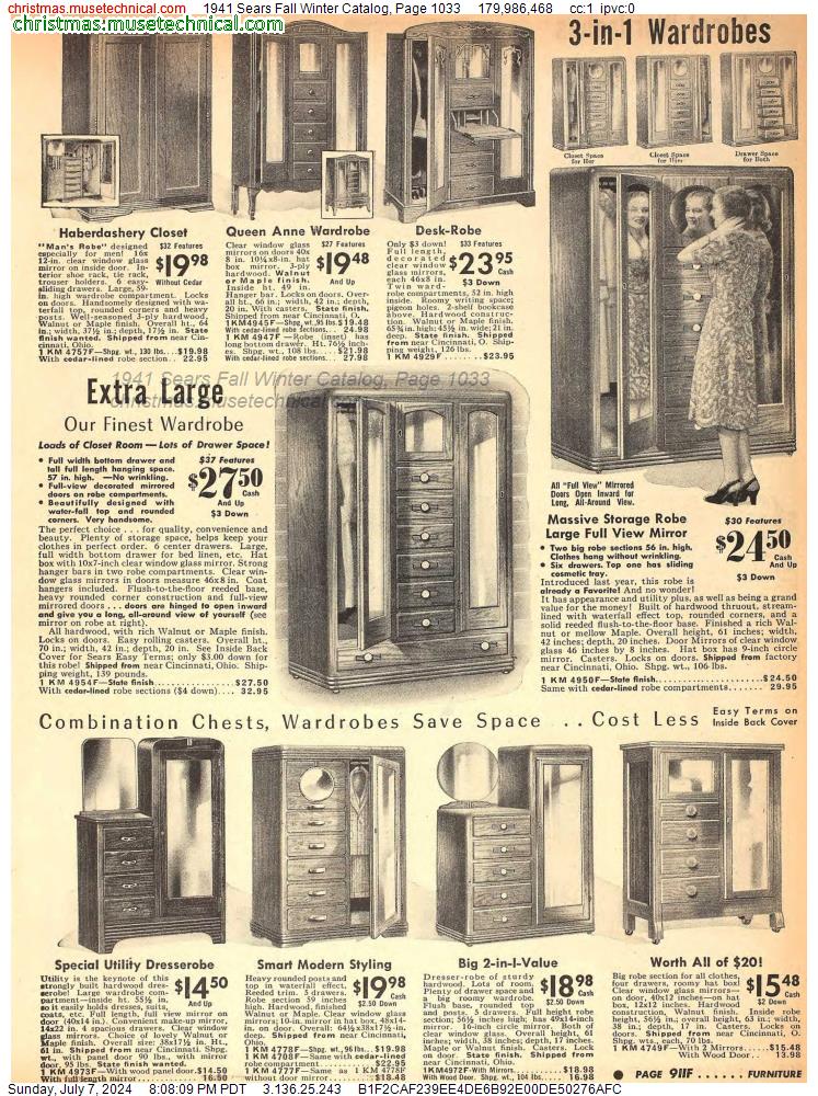 1941 Sears Fall Winter Catalog, Page 1033