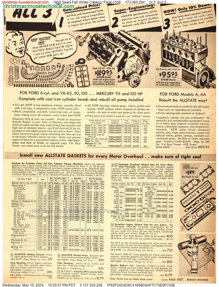 1950 Sears Fall Winter Catalog, Page 1108
