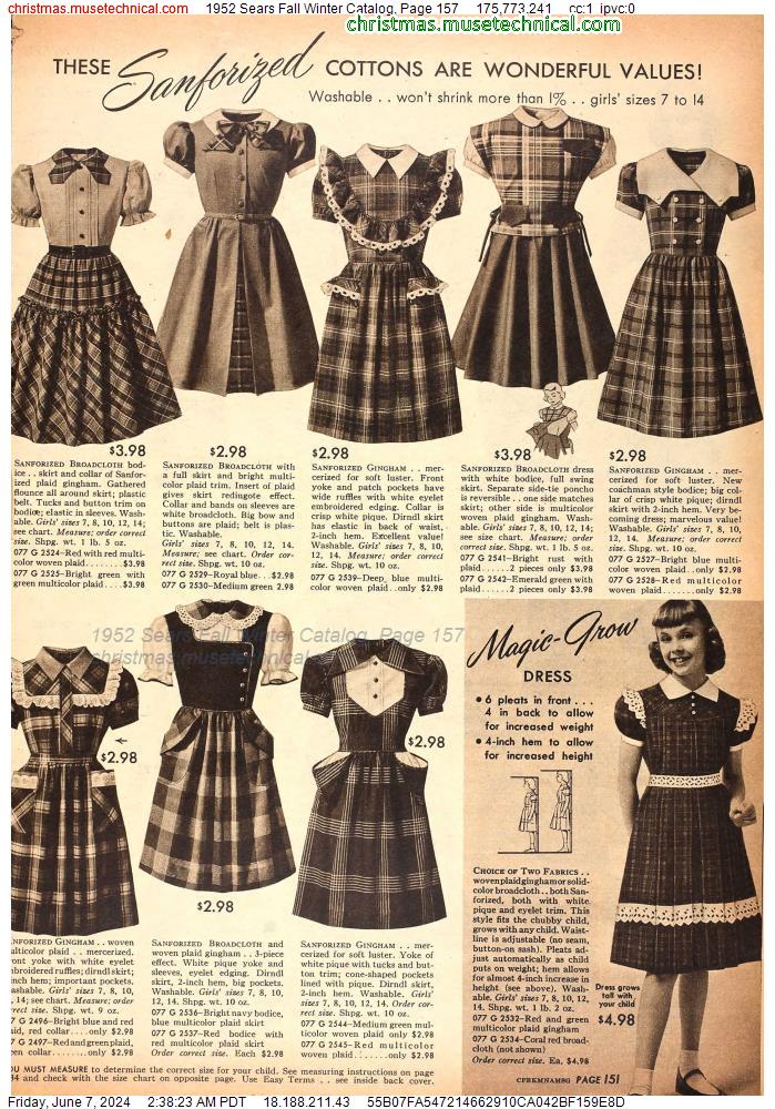 1952 Sears Fall Winter Catalog, Page 157