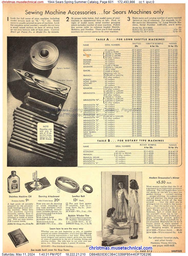 1944 Sears Spring Summer Catalog, Page 601