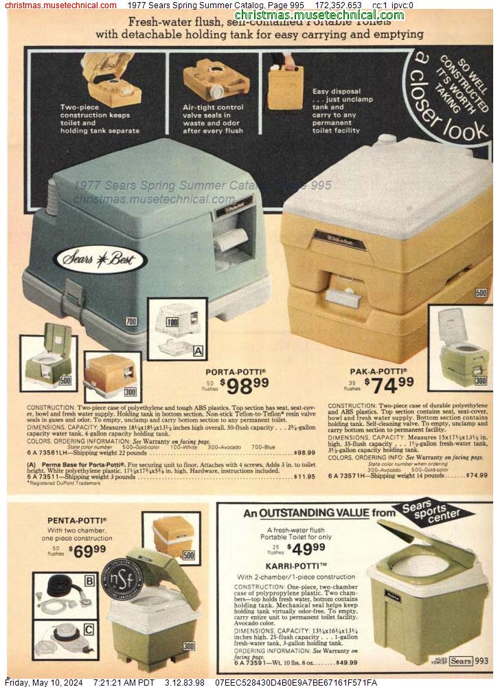 1977 Sears Spring Summer Catalog, Page 995