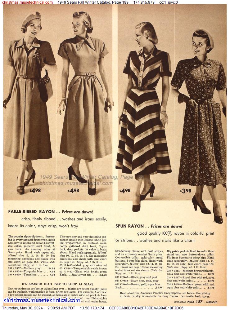 1949 Sears Fall Winter Catalog, Page 189