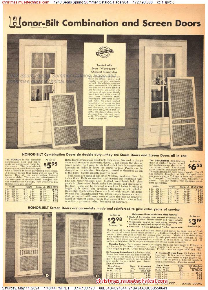 1943 Sears Spring Summer Catalog, Page 964