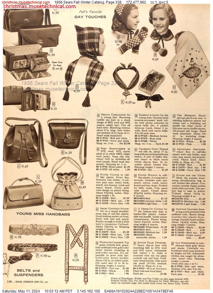 1956 Sears Fall Winter Catalog, Page 338