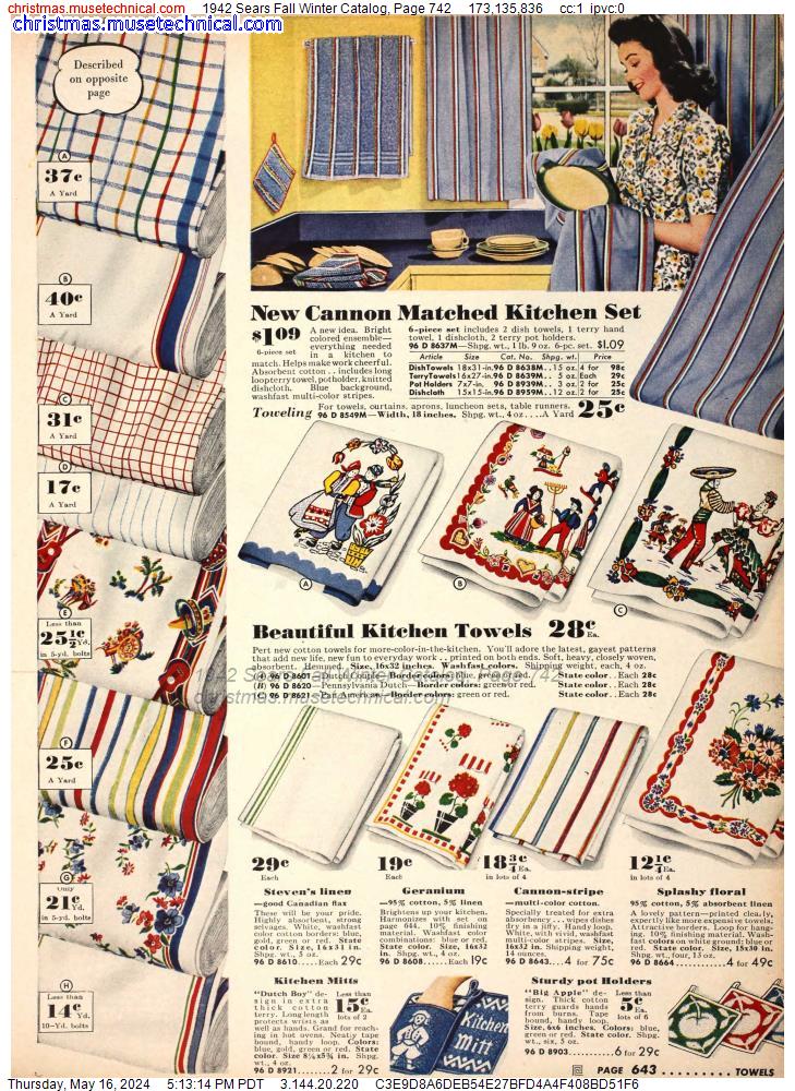 1942 Sears Fall Winter Catalog, Page 742