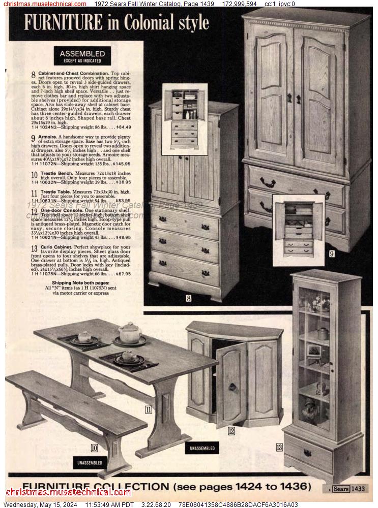 1972 Sears Fall Winter Catalog, Page 1439