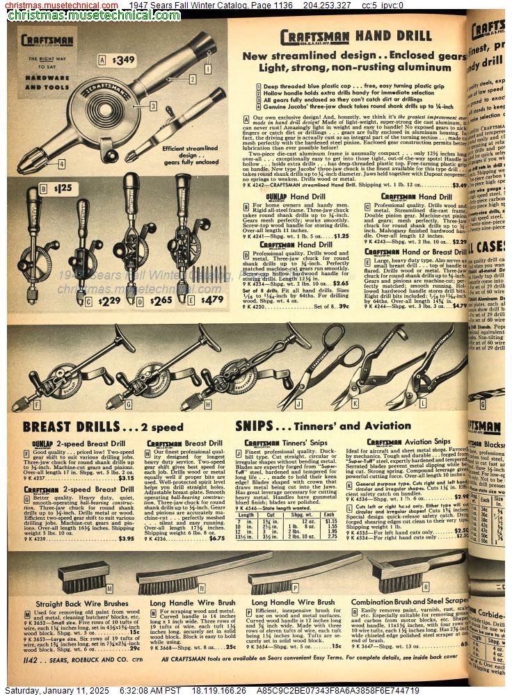 1947 Sears Fall Winter Catalog, Page 1136