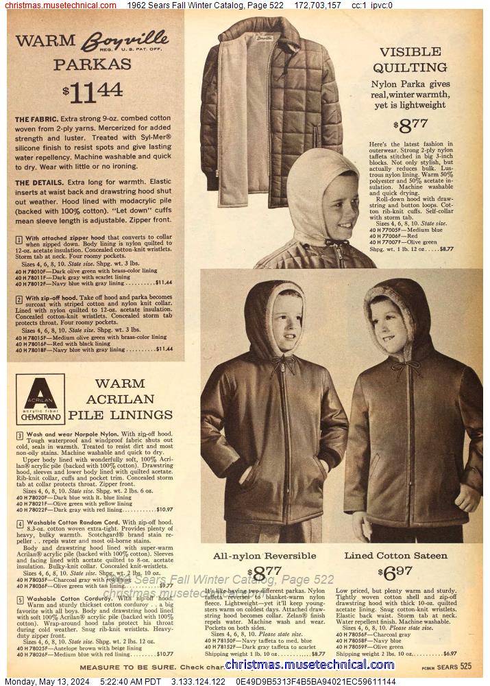 1962 Sears Fall Winter Catalog, Page 522