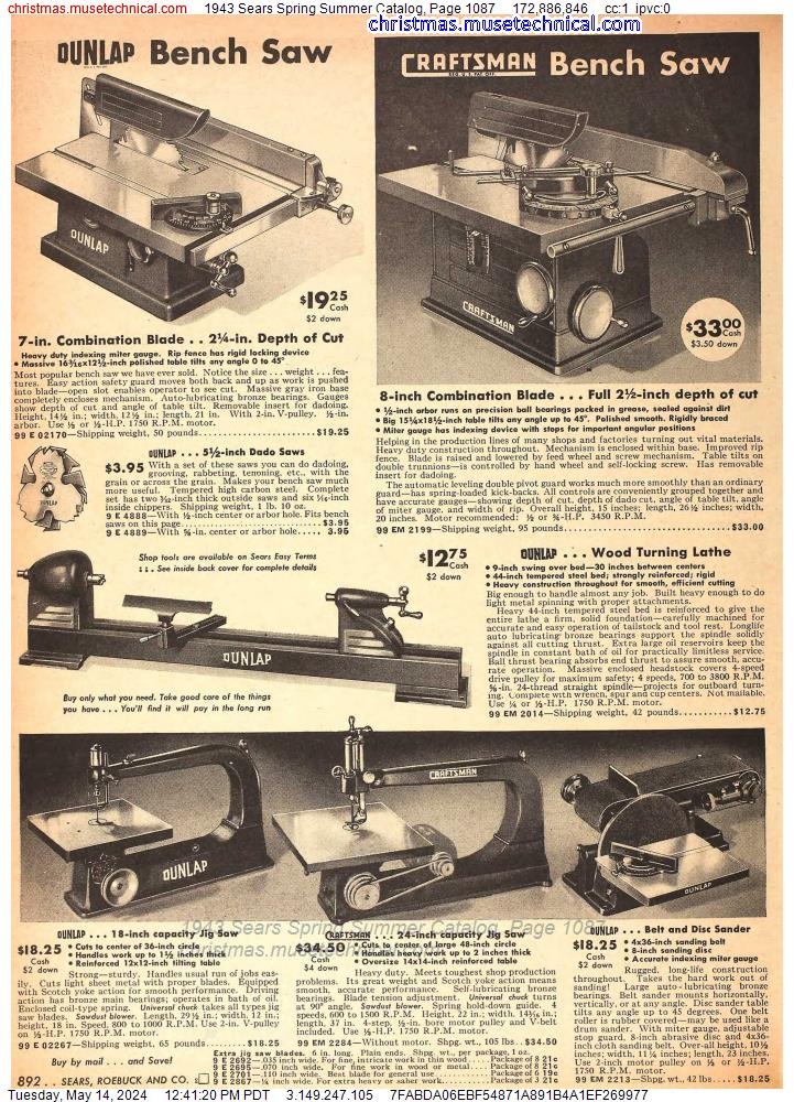 1943 Sears Spring Summer Catalog, Page 1087