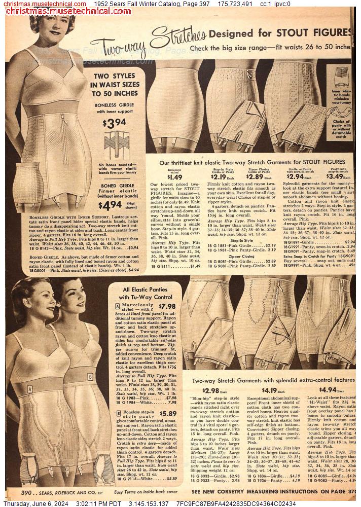 1952 Sears Fall Winter Catalog, Page 397