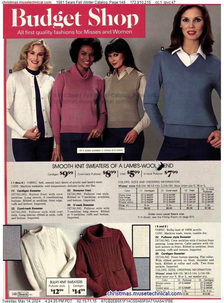 1981 Sears Fall Winter Catalog, Page 148
