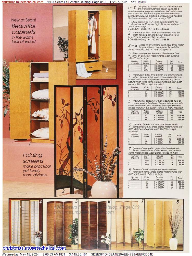 1987 Sears Fall Winter Catalog, Page 819