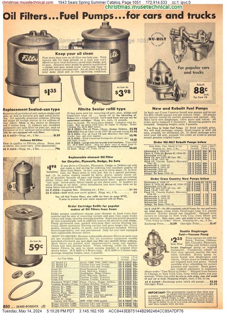 1943 Sears Spring Summer Catalog, Page 1051