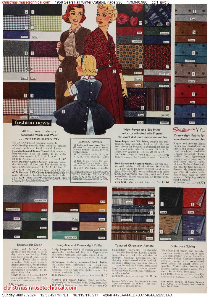 1958 Sears Fall Winter Catalog, Page 336