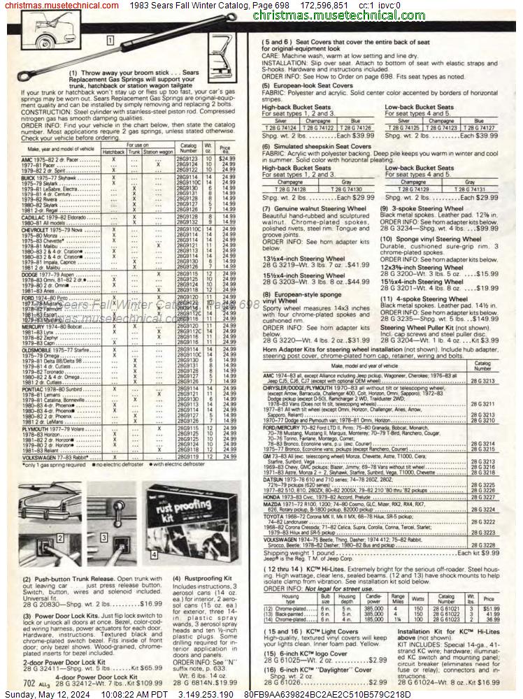 1983 Sears Fall Winter Catalog, Page 698