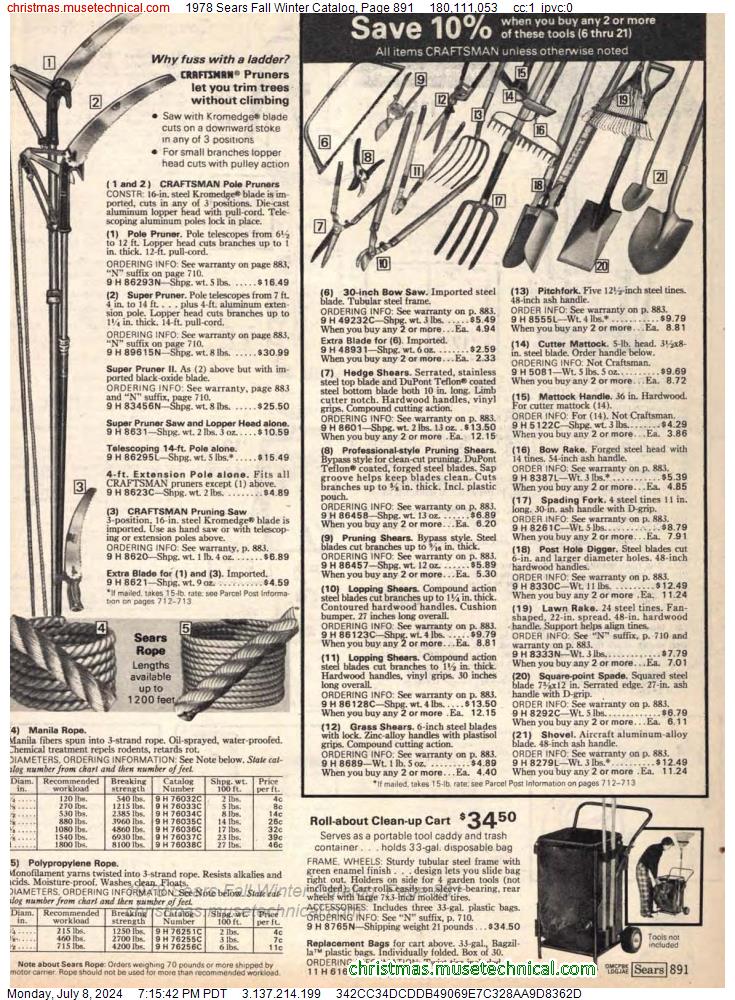 1978 Sears Fall Winter Catalog, Page 891