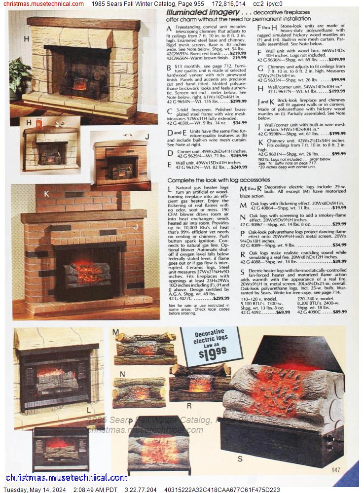1985 Sears Fall Winter Catalog, Page 955