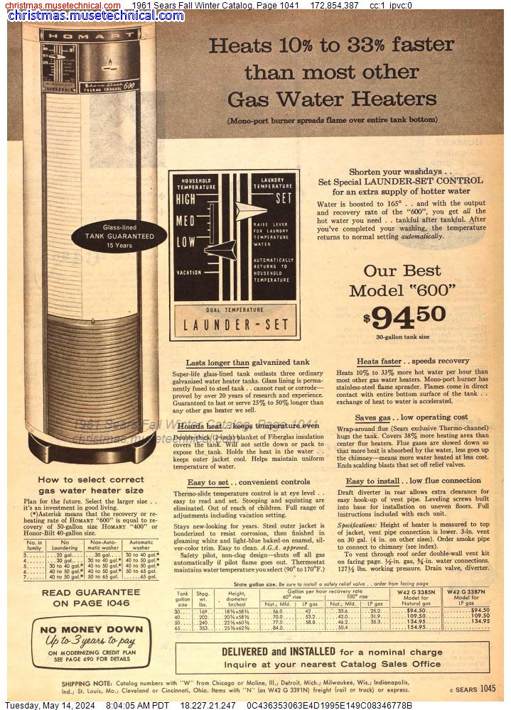 1961 Sears Fall Winter Catalog, Page 1041