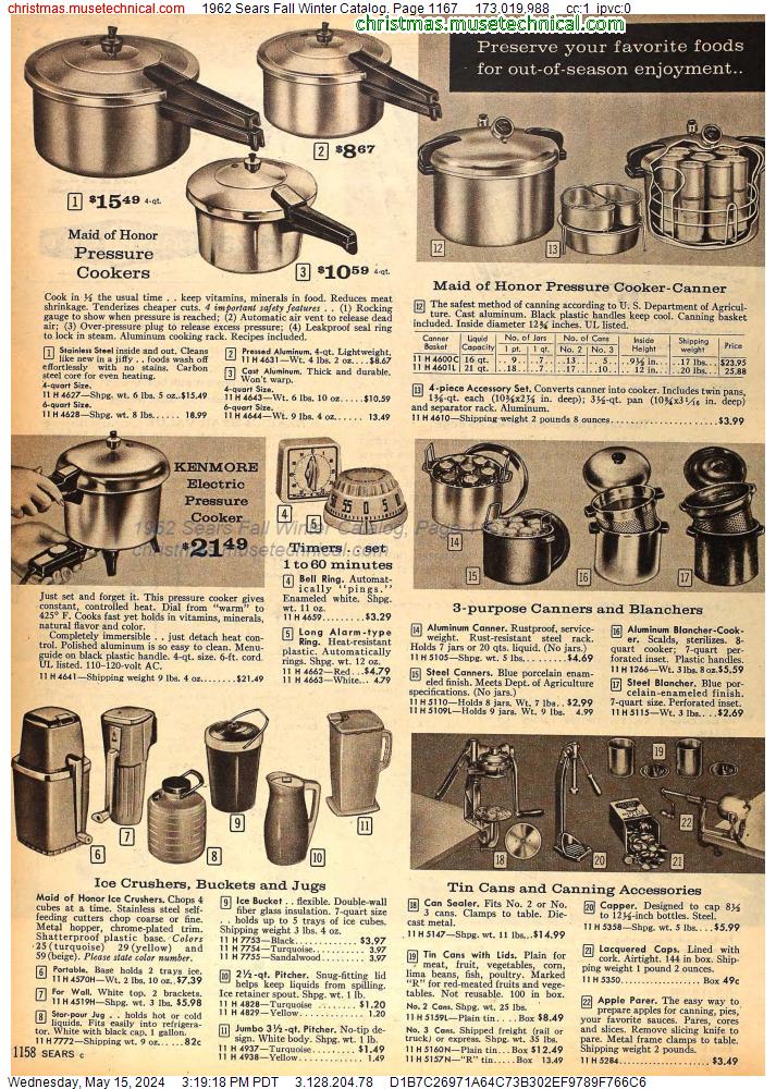1962 Sears Fall Winter Catalog, Page 1167