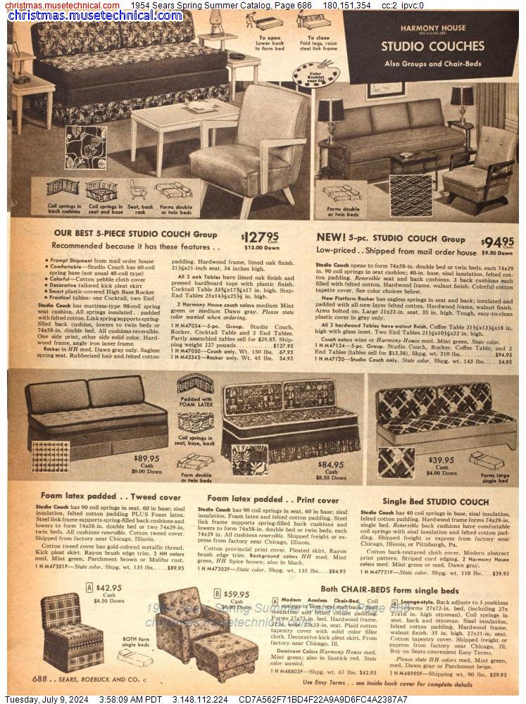 1954 Sears Spring Summer Catalog, Page 686