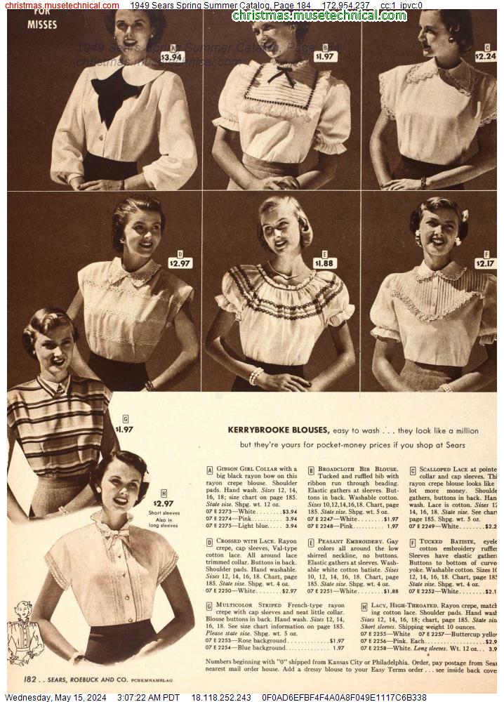1949 Sears Spring Summer Catalog, Page 184