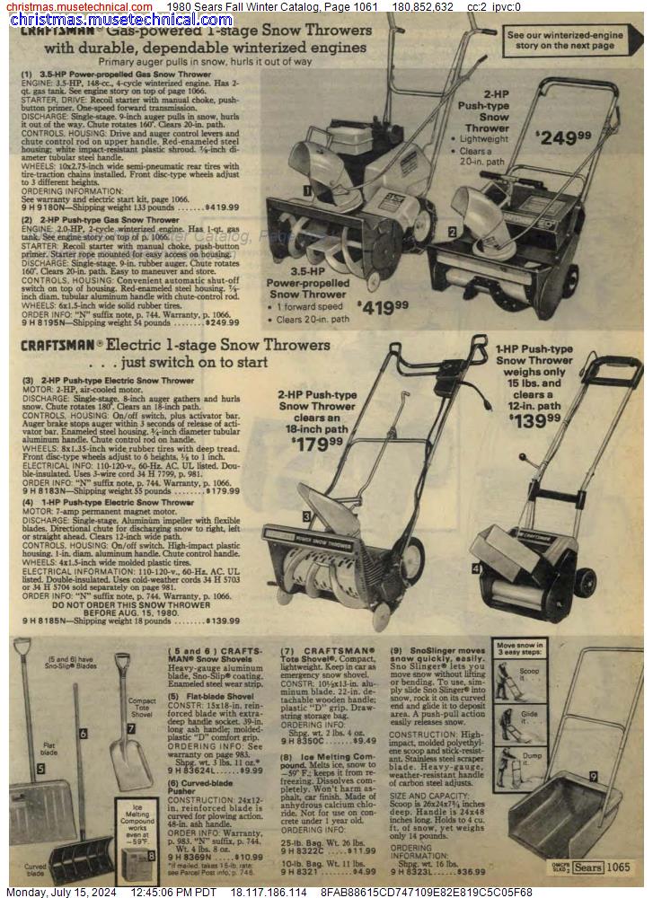 1980 Sears Fall Winter Catalog, Page 1061