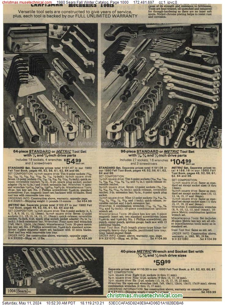 1980 Sears Fall Winter Catalog, Page 1000