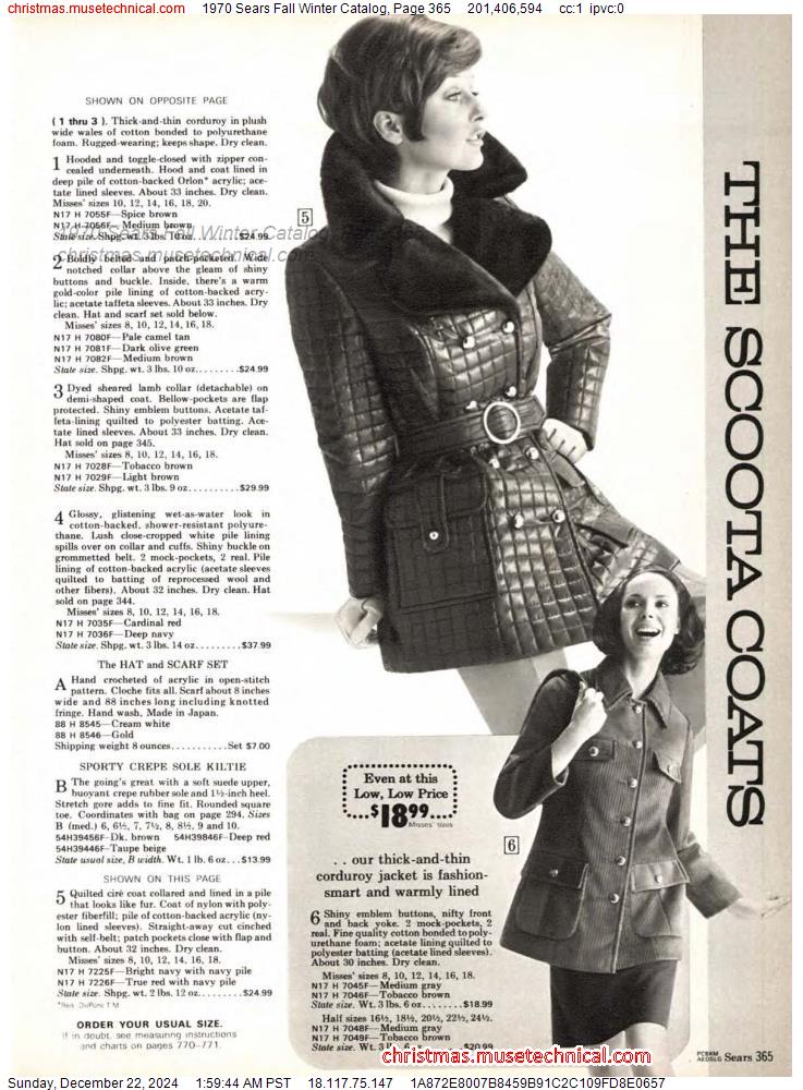 1970 Sears Fall Winter Catalog, Page 365