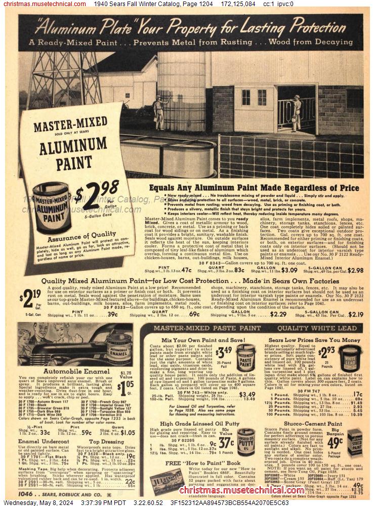1940 Sears Fall Winter Catalog, Page 1204