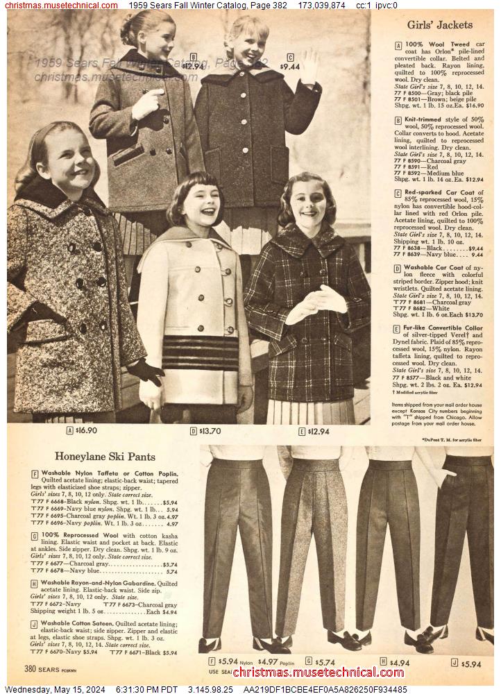 1959 Sears Fall Winter Catalog, Page 382